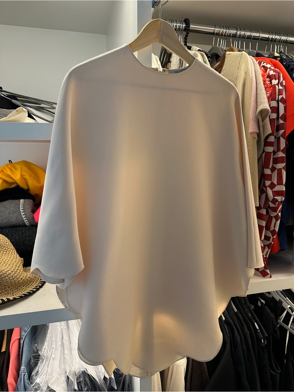 Valentino Cream/Nude Scalloped Edge Tunic top